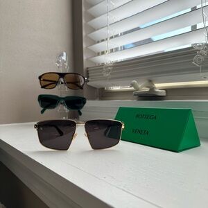 Bottega Veneta Gold Frame Sunglasses with Grey Lenses